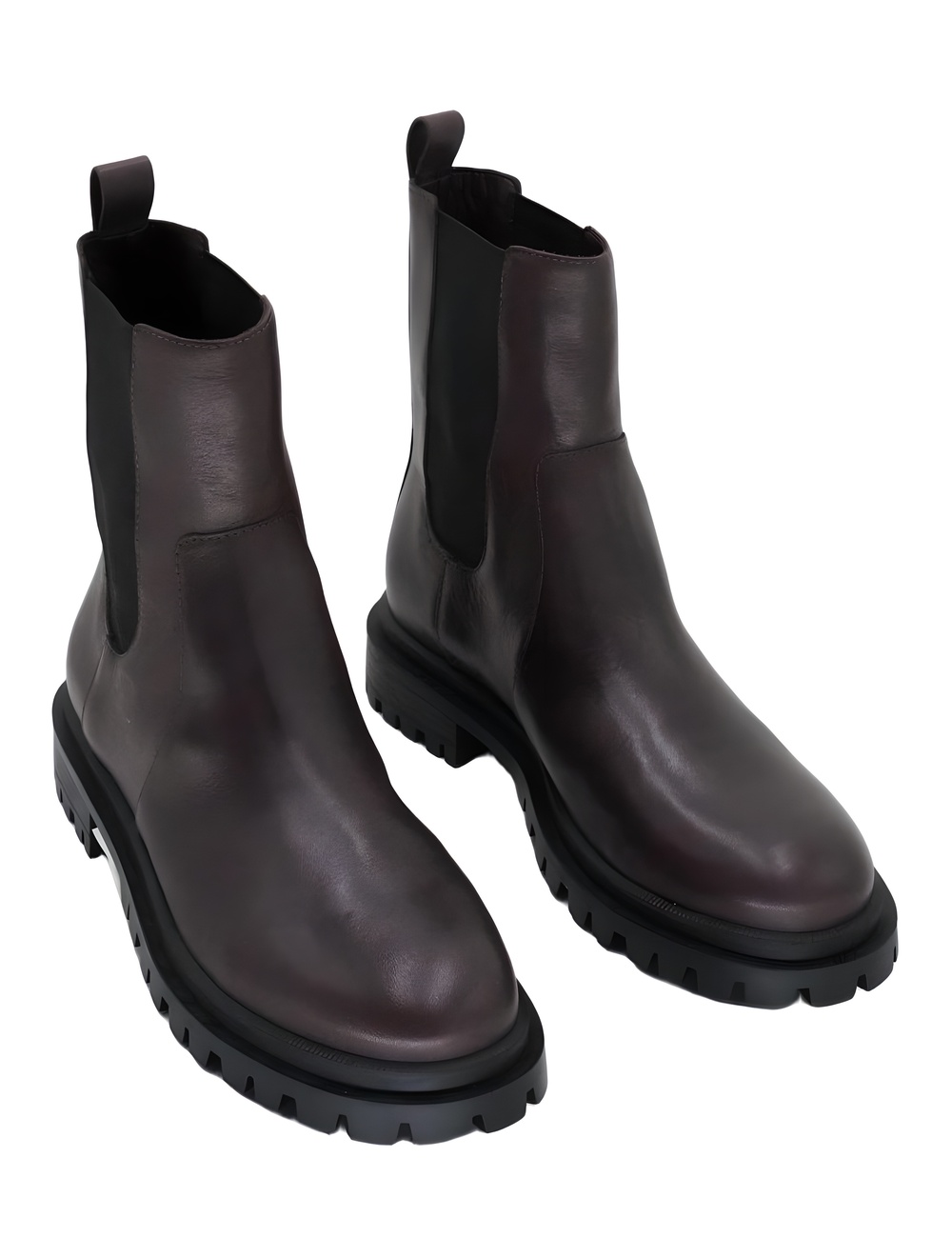 Arezzo Grape Brown Leather Lug Sole Ankle Boots Size 5.5B